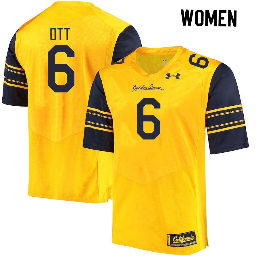 Women #6 Jaydn Ott California Golden Bears College Football Jerseys Stitched Sale-Gold